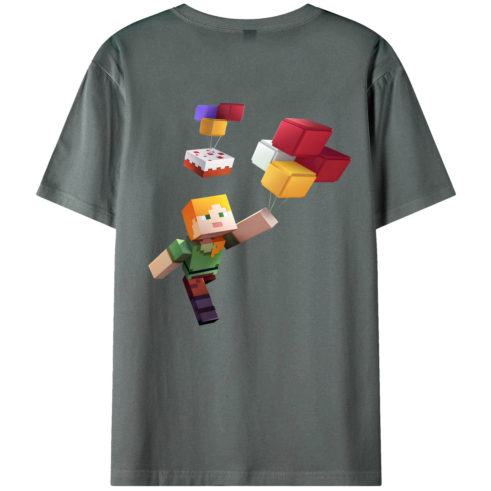 （画像用） マインクラフト ブロックの世界 Minecraft MC Block world 綿100％ メンズ半袖Tシャツ（バックプリント） 通気性